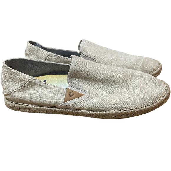 OLUKAI KAULA PAA KAPA SHOES Women's 8 Espadrille neutral cream linen canvas - Picture 1 of 7
